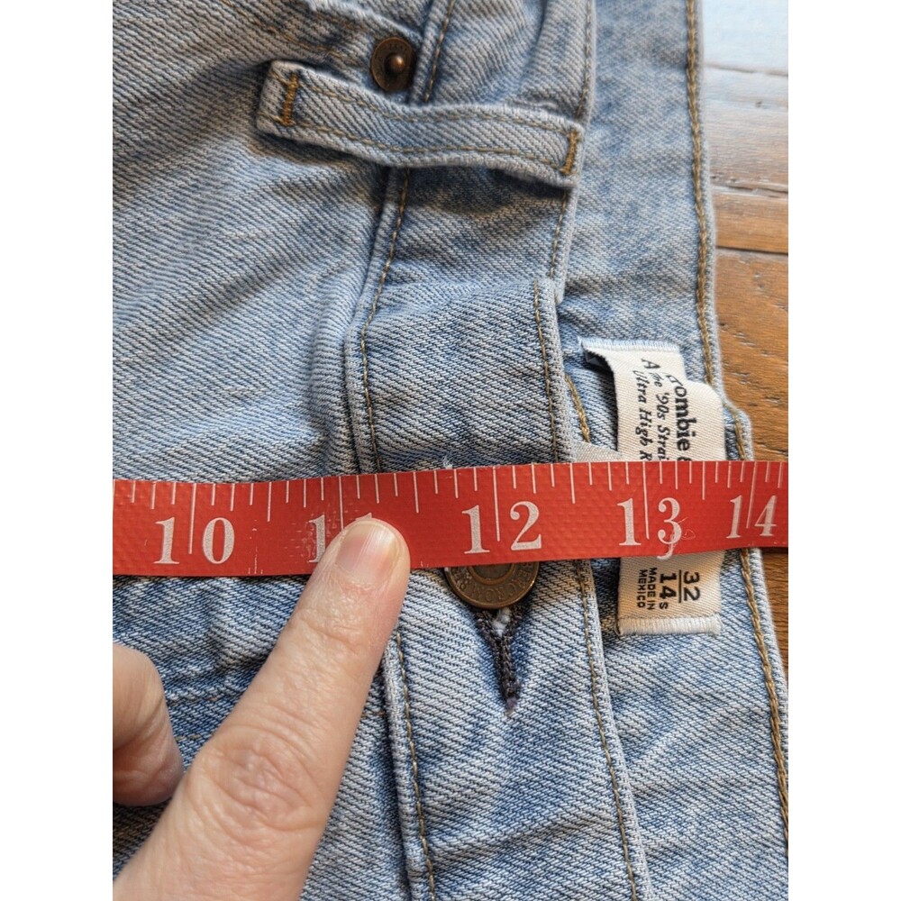 Abercrombie & Fitch 90s Straight Jeans 32x27 Ultra High Rise Curve Love Distress - Picture 8 of 10